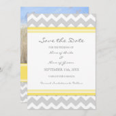 Yellow Grey Chevron Photo Weddenschap Save the Dat Save The Date (Voorkant / Achterkant)