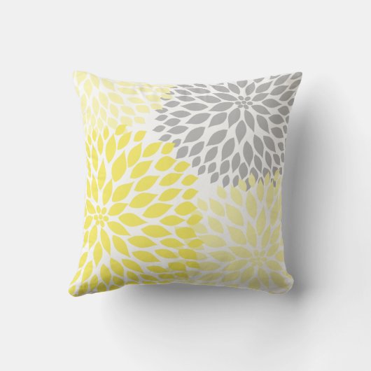Yellow Grey Dahlia home decor Kussen (Achterkant)