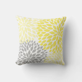 Yellow Grey Dahlia home decor Kussen
