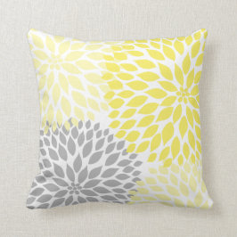 Yellow Grey Dahlia home decor Kussen