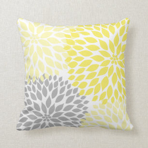 Yellow Grey Dahlia home decor Kussen