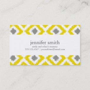 Yellow Grey Diamonds Ikat Pattern Contactkaartje