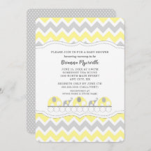 Yellow Grey Elephant neutraal gender baby shower