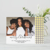 Yellow Grey Heart Merry-kerstfotokaart (Staand voorkant)