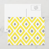 Yellow Grey Ikat Diamond Pattern Briefkaart (Voorkant / Achterkant)