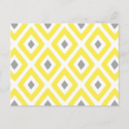 Yellow Grey Ikat Diamond Pattern Briefkaart (Voorkant)