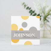 Yellow Grey Polka Dots Baby shower Invitation Card Kaart (Staand voorkant)