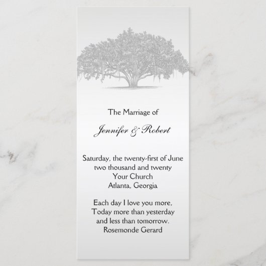Yellow Grey Silver Mossy Oak Wedding Programme Programmakaart (Voorkant)