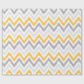 Yellow Grey Zigzags Ikat Pattern Cadeaupapier (Vlak)