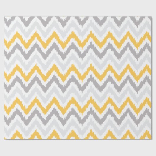 Yellow Grey Zigzags Ikat Pattern Cadeaupapier (Vlak)
