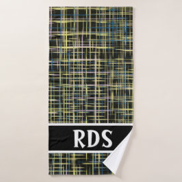 Yellow Grid Lines Art Pattern Badhanddoek
