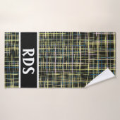 Yellow Grid Lines Art Pattern Badhanddoek (Badhanddoek)