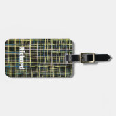 Yellow Grid Lines Art Pattern Bagagelabel (Voorkant horizontaal)