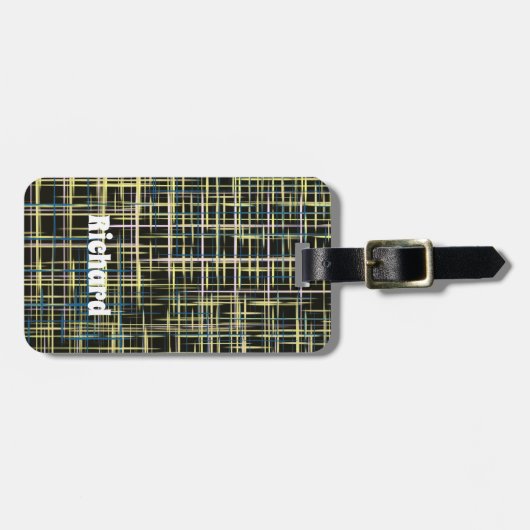 Yellow Grid Lines Art Pattern Bagagelabel (Voorkant horizontaal)