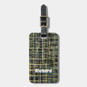 Yellow Grid Lines Art Pattern Bagagelabel (Voorkant verticaal)
