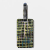 Yellow Grid Lines Art Pattern Bagagelabel (Achterkant verticaal)