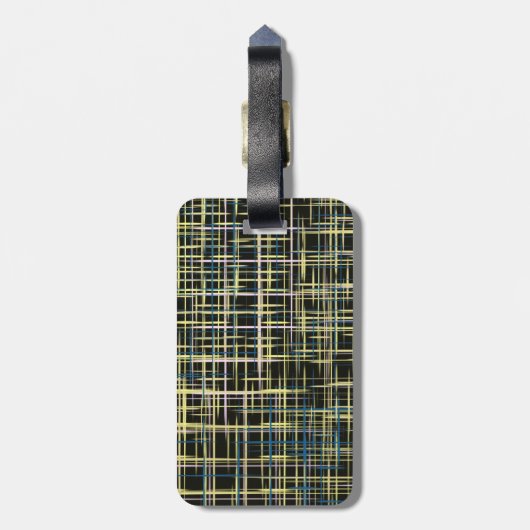 Yellow Grid Lines Art Pattern Bagagelabel (Achterkant verticaal)