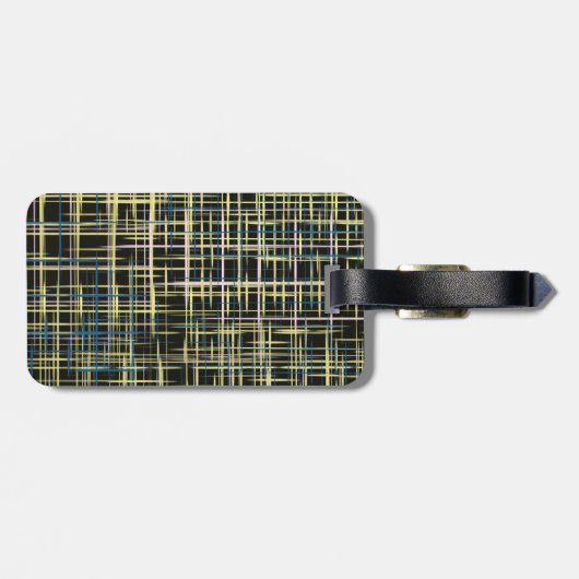 Yellow Grid Lines Art Pattern Bagagelabel (Achterkant horizontaal)