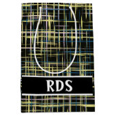 Yellow Grid Lines Art Pattern Medium Cadeauzakje (Voorkant)