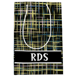 Yellow Grid Lines Art Pattern Medium Cadeauzakje