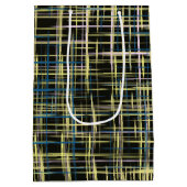 Yellow Grid Lines Art Pattern Medium Cadeauzakje (Achterkant)