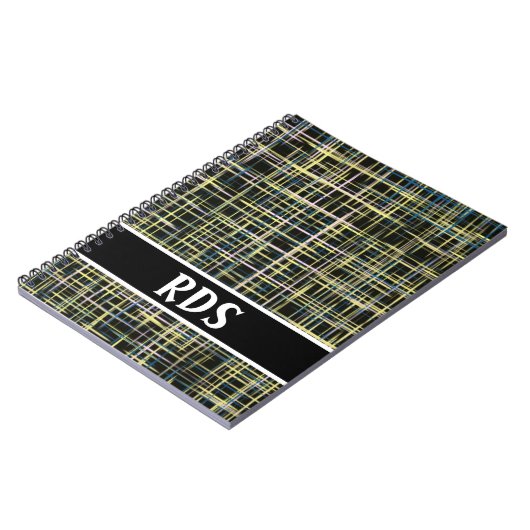 Yellow Grid Lines Art Pattern Notitieboek (Linkerzijde)