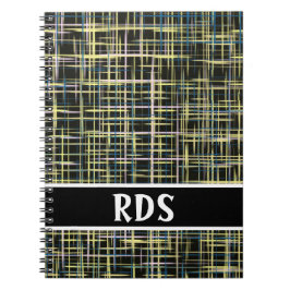 Yellow Grid Lines Art Pattern Notitieboek