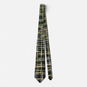 Yellow Grid Lines Art Pattern Stropdas