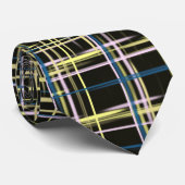 Yellow Grid Lines Art Pattern Stropdas (Opgerold)