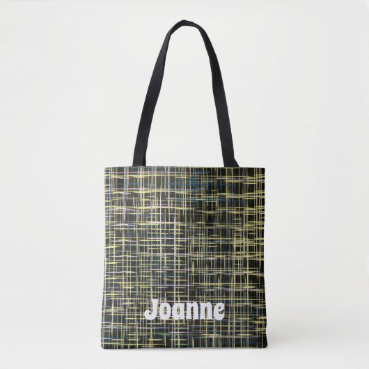 Yellow Grid Lines Art Pattern Tote Bag (Voorkant)