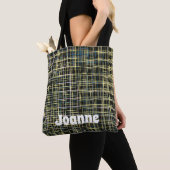 Yellow Grid Lines Art Pattern Tote Bag (Dichtbij)