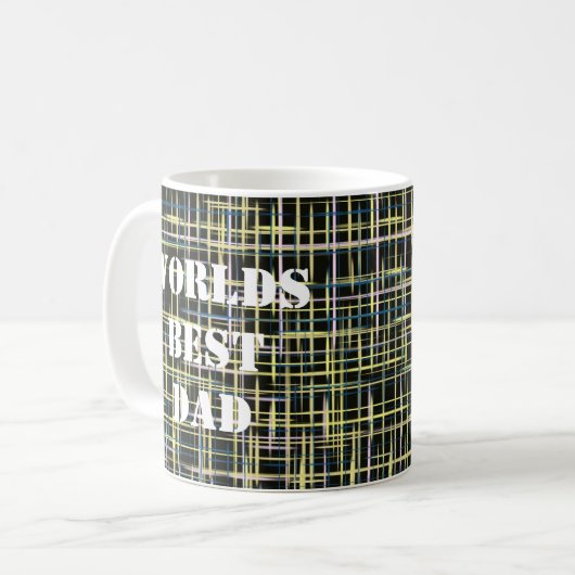Yellow Grid Lines Art Pattern Worlds Best Koffiemok (Voorkant links)