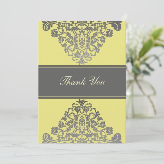 "yellow grijs" bruiloft Dank u Kaarten (Staand voorkant)