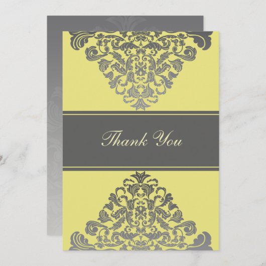 "yellow grijs" bruiloft Dank u Kaarten (Voorkant / Achterkant)