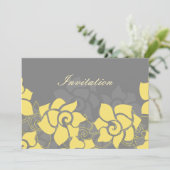 " yellow grijy " - uitnodiging voor een bloemige b (Staand voorkant)