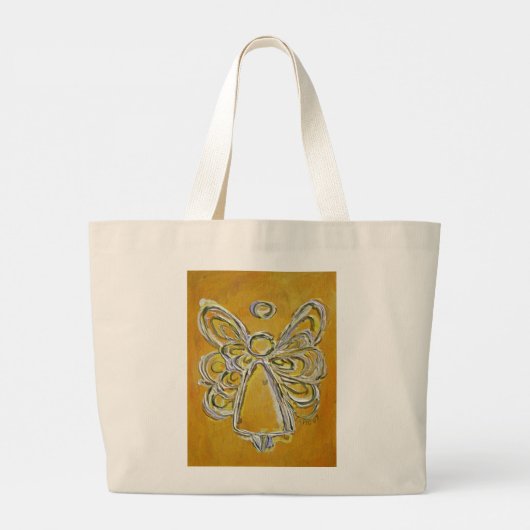 Yellow Guardian Angel Art Custom Canvas tas (Achterkant)