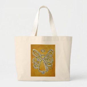 Yellow Guardian Angel Art Custom Canvas tas
