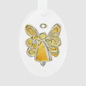 Yellow Guardian Angel Art Holiday Hanger Ornament (voorkant)