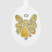 Yellow Guardian Angel Art Holiday Hanger Ornament (achterkant)