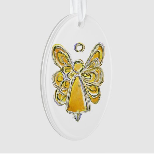 Yellow Guardian Angel Art Holiday Hanger Ornament (voorkant)