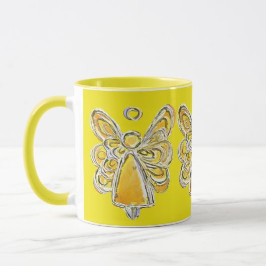 Yellow Guardian Angel Custom Art Koffie Mok Cup (Links)