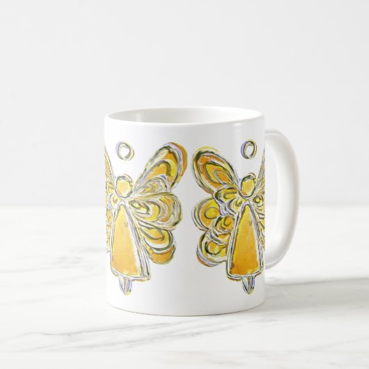 Yellow Guardian Angel Custom Art Koffie Mok Cup (Voorkant rechts)
