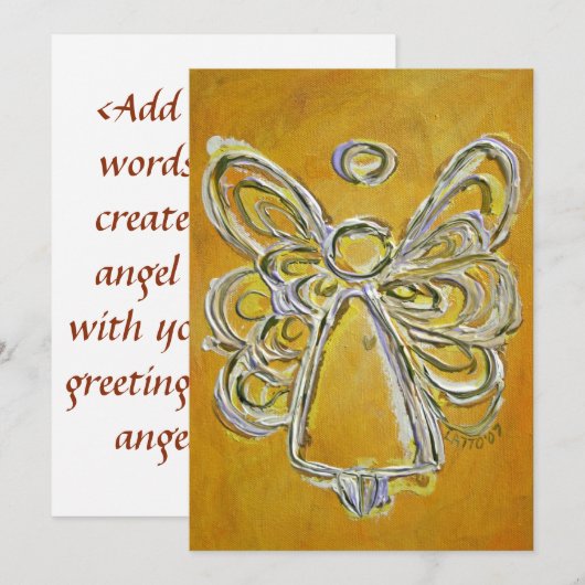 Yellow Guardian Angel Custom Invite of Invitation Kaart (Voorkant / Achterkant)