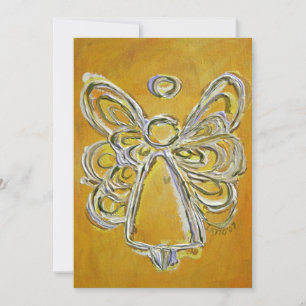 Yellow Guardian Angel Custom Invite of Invitation Kaart