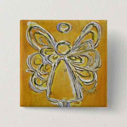 Yellow Guardian Angel Custom Vakantie Button Pin (Voorkant)