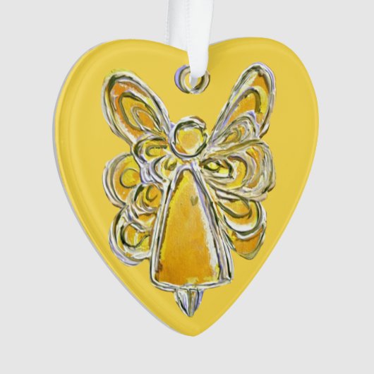 Yellow Guardian Engel Kersthanger Ornament (voorkant)