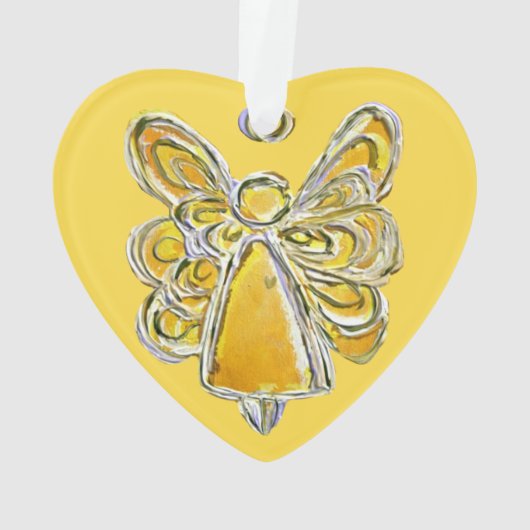 Yellow Guardian Engel Kersthanger Ornament (achterkant)