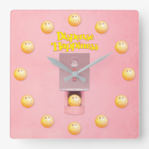 Yellow Gumball Dispenser Square Wall klok
