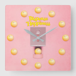 Yellow Gumball Dispenser Square Wall klok