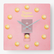 Yellow Gumball Dispenser Square Wall klok